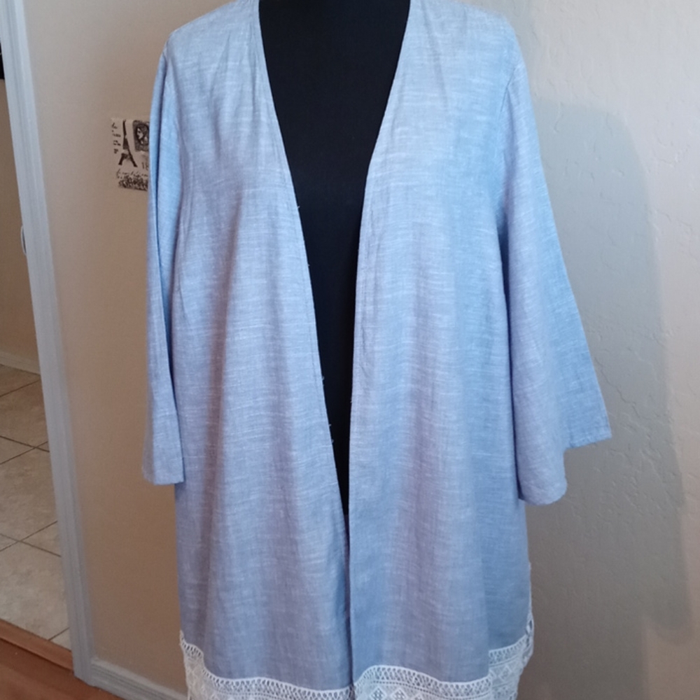 NWT Catherine's Plus Size Light Blue Duster Jacket